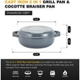 thumbnail image 2 of 2-in-1 Enameled Cast Iron Cocotte Double Braiser Pan with Grill Lid 3.3 Quarts - Barbecue, 2 of 6