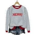 thumbnail image 4 of Maplenight Christmas Sweatshirts for Women Letter Printed Striped Crew Neck Sweatshirt Long Sleeve Regular Fit Casual Pullover Tops, 4 of 7