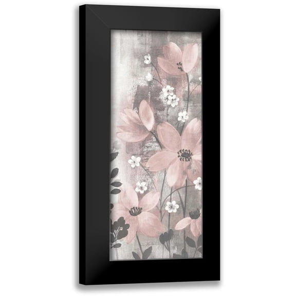 Vassileva, Silvia 8x14 Black Modern Framed Museum Art Print Titled - Floral Symphony Blush Gray Crop I