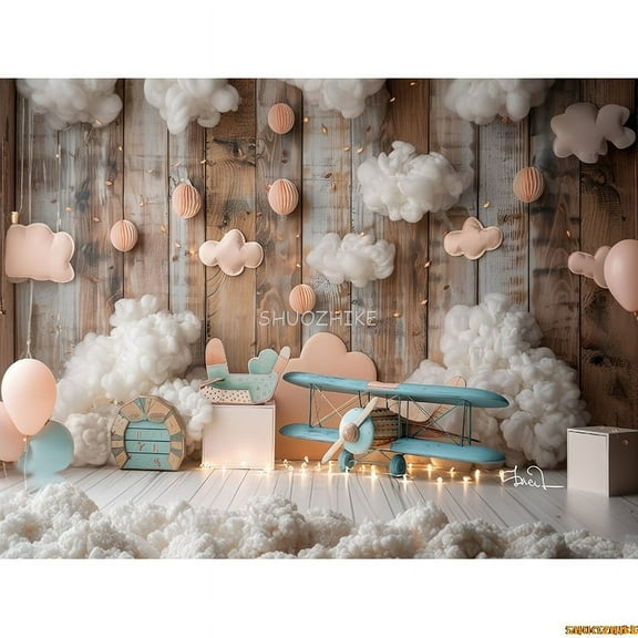 Toy Room Unicorn Balloons Door Photography Backdrops Lighthouse Cloud Moon Baby Birthday Party Photo Studio Background ET-02