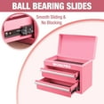 thumbnail image 4 of Metal Mini Tool Box, Top Tool Chest containing Two Drawers with Ball Bearing Slides, PVC Drawer Liners and PP Feet Pads, Cold Rolled Steel Small for Multi-Purpose Storage - Pink Ribbon, 4 of 4