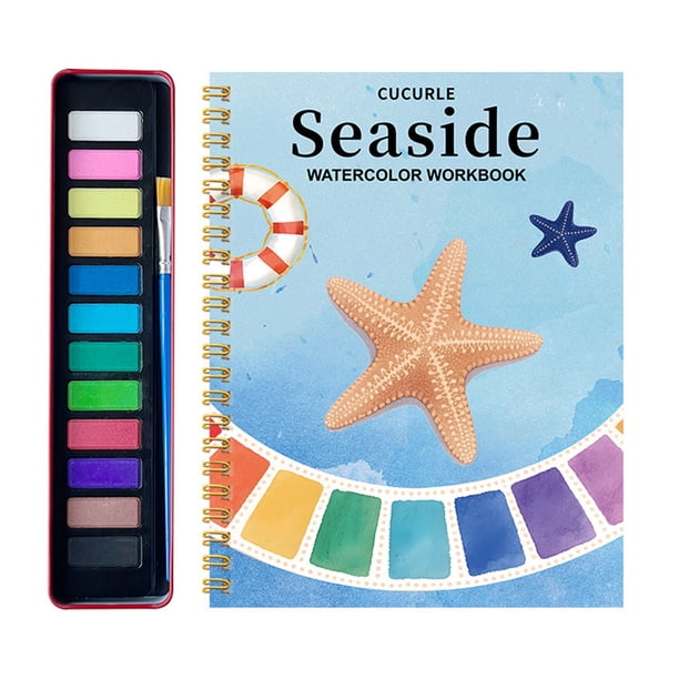 Cuaderno de acuarela, guía de pintura paso a paso, juego de acuarela, libro para colorear con acuarela inspirado en la naturaleza