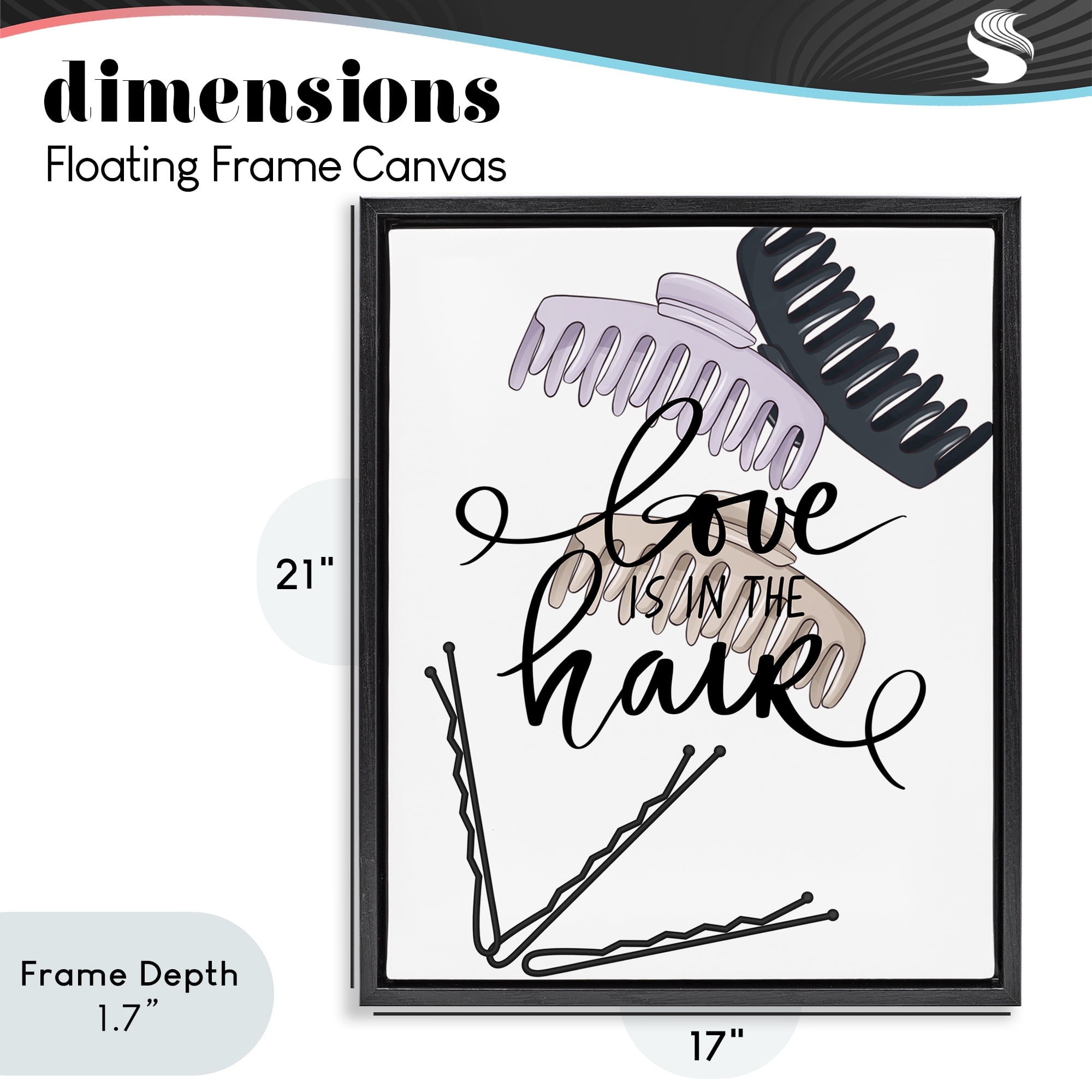 Stupell Industries Love Is In The Hair Black Framed Floater Canvas Wall Art, design by Jesse Keith