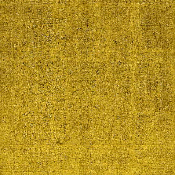 Ahgly Company Machine Washable Indoor Square Oriental Yellow Industrial Area Rugs, 3' Square