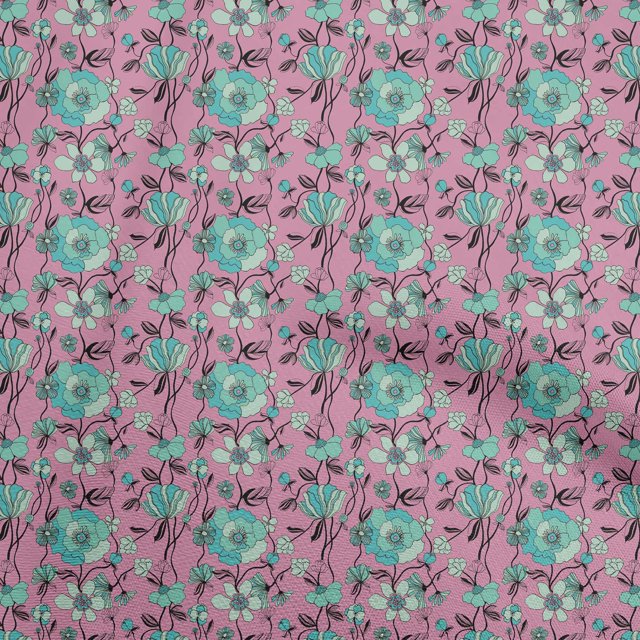 oneOone Rayon Pink Fabric Floral Sewing Material Print Fabric By The Yard 56 Inch Wide