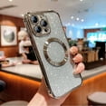 thumbnail image 4 of Magnetic Case for iPhone 14 Pro Clear Glitter Case, [Compatible with MagSafe Wireless Charging] Non-Yellowing Sparkle Shining Case for Women Girls, Rugged Shockproof Phone Case,Silver, 4 of 7