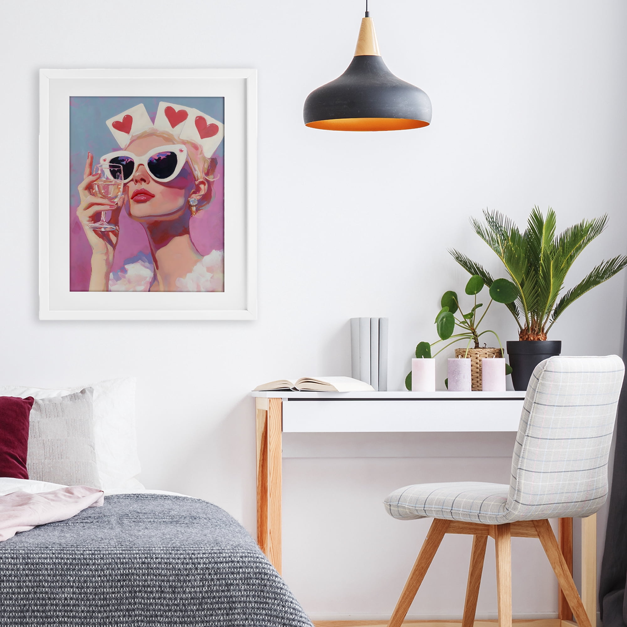 Stupell Industries Queen of Hearts Retro Glam White Framed Print Under Glass, design by The Prints Vibe