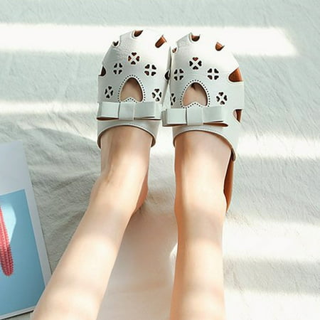 

Sandals for Women Dressy Summer Gnobogi New Summer Women s Half Baotou Flat Shoes Casual Outwear Hollow Out Slippers Womens Sandals White