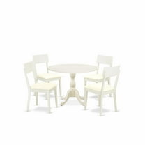 East West Furniture Dublin 5-Piece Wood Dining Set w/Ladder Back in Linen White