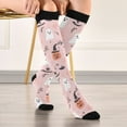 thumbnail image 5 of FORMRS Womens Knee High Socks Casual Long Thick Travel Daily Wear, 1 Pair, Pink Halloween Ghosts, 5 of 6