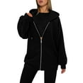 thumbnail image 5 of Hoodies for Women Hooded Sweatshirt Basic Zip-Up Jersey Jacket Long Sleeve Top with Pockets Plus Size Black S, 5 of 7