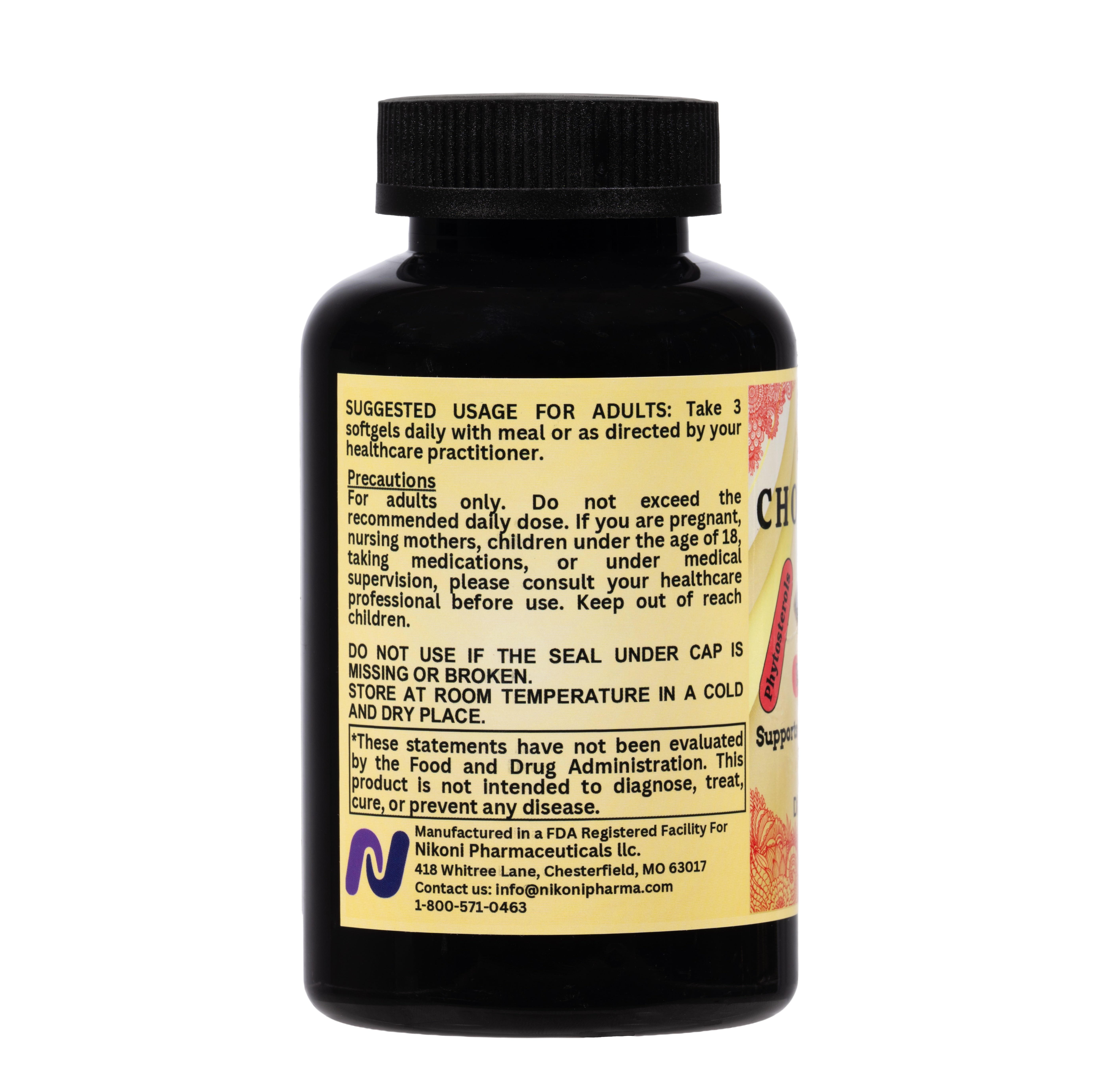 Nikoni Advanced Cholesterol Support Dietary Supplement 3600 mg Plant Sterols & Vitamins 14-in-1 Formula 240 Softgels