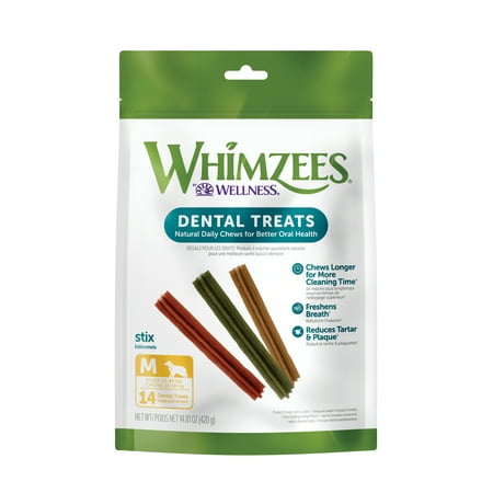 UPC: 0815436015685 | WHIMZEES by Wellness Stix Natural Grain Free Dental Chews for Dogs  Medium Breed  14 count