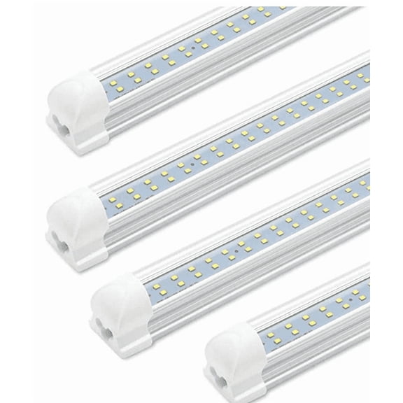 T8 LED Shop Lights Fixtures 4FT 6000K White 36W Clear Cover 4 Pack