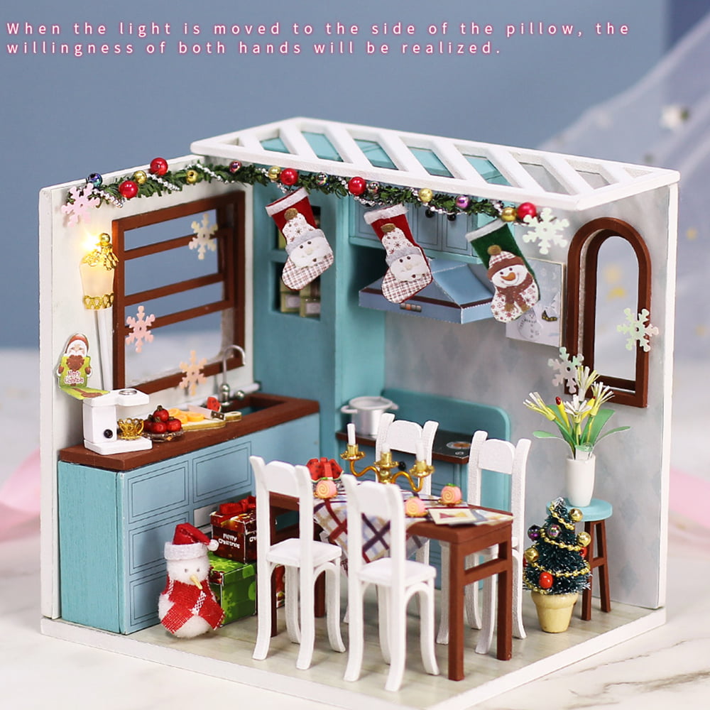 Details about   Wooden Doll House Miniature DIY Dollhouse With Doll Children Kids Gifts Holiday 