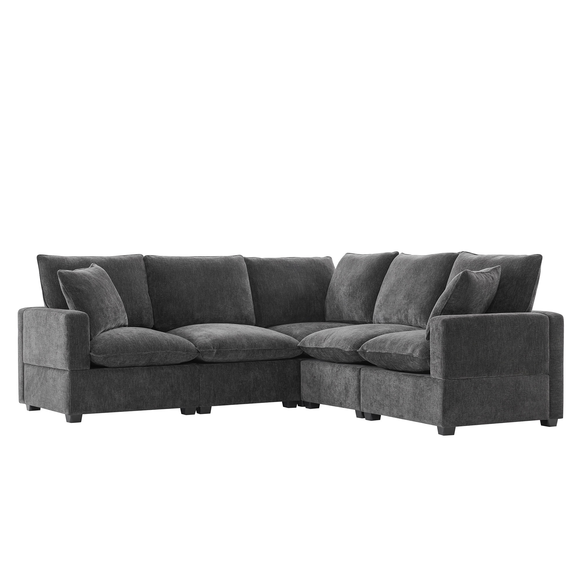 MAYEERTY 86x86" Modern L-Shaped Modular Sofa - 5-Seat Chenille Sectional with 2 Pillows, Freely Combinable for Living Room/Apartment/Office, 2 Colors
