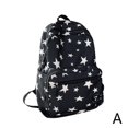 thumbnail image 4 of Mochila de nailon de gran capacidad estilo japonés con estampado de estrellas blancas, impermeable, ideal para la escuela, viajes y uso diario., 4 of 5
