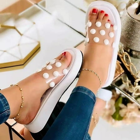 

New Wedge Slippers Women s Pearl Platform Sandals