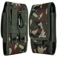 thumbnail image 4 of For Motorola Moto G Power 5G (2024) Universal Vertical Pouch Case Camouflage Cell Phone Holster with Belt Clip Loop, Carabiner & Credit Card Slot Cover - Camo Green, 4 of 8