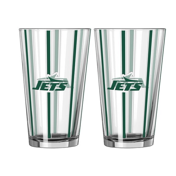 Logo Brands New York Jets Two-Piece 16oz. Striped Pint Glass Set