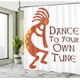 thumbnail image 5 of Ambesonne Kokopelli Shower Curtain, Tribal Dance Symbol Art, 69"Wx75"L, Vermilion Shamrock Green, 5 of 5