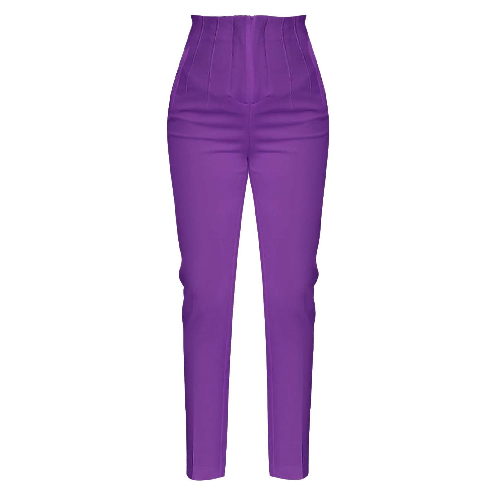 Purple Wide Leg Dress Pants For Women, Spandex Trousers Pants For Women  Petite, Women Work Pants, Women's Plus Size High Waisted Stretch Work  Casual Pants Business Straight Trouser With Pocket - Walmart.com