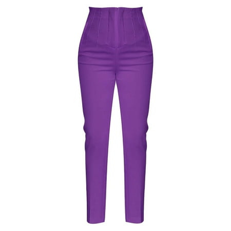 Up to 20% off! Hontri Plus Size Panties Women s Plus Size High Waisted Stretch Work Casual Pants Business Straight Trouser with Pocket