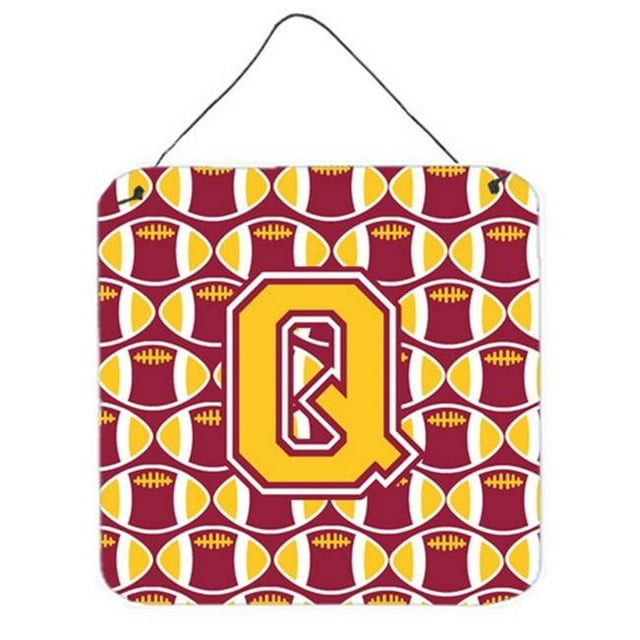 Letter Q Football Maroon & Gold Wall or Door Hanging Prints