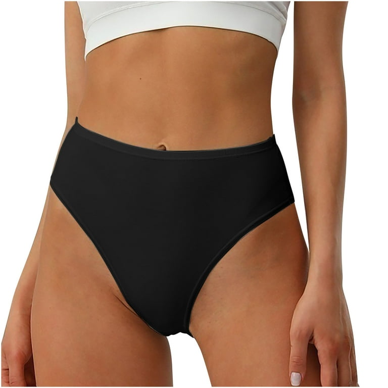 HUPOM Women'S Underwear Funny Underwear For Women High waist Comfort Waist  Solid Thong Black M 