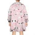 thumbnail image 2 of Wearable Oversized Blanket,Pink Christmas Tree Pattern Wearable Blanket Hoodie for Adults,Cozy Hooded Blankets with Super Pockets,Super Warm Fuzzy Pullover for Women & Men, 2 of 6