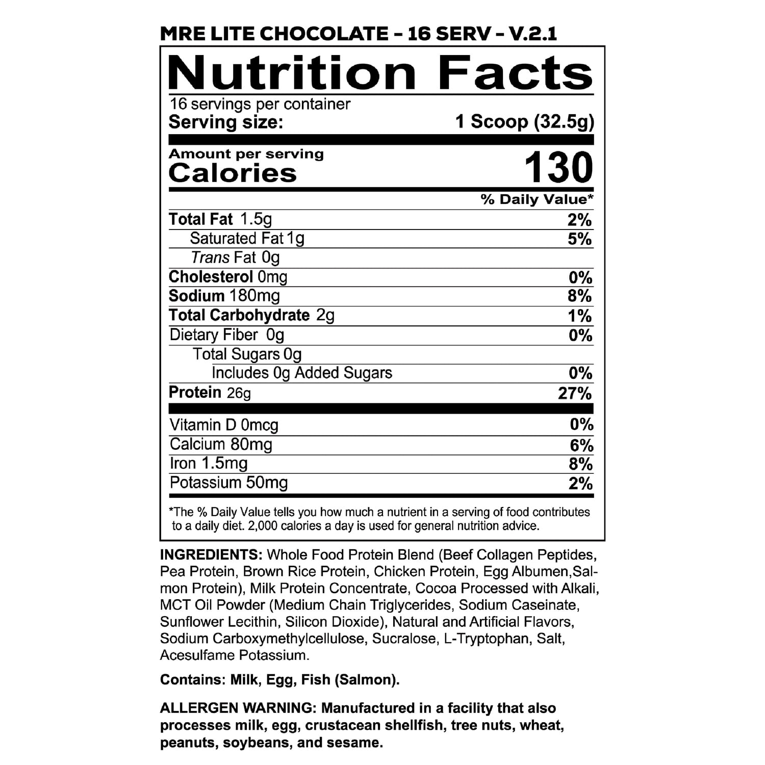 REDCON1 MRE LITE Whole Food Protein Powder, Chocolate, Whey & Lactose Free Meal Replacement, Easy to Digest, 16 Servings