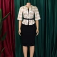 thumbnail image 4 of AURA Plus Women Elegant High Waist Pencil Dress V Neck Printed Midi Bodycon Office Work Dress with Belt, 4 of 8