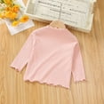 thumbnail image 4 of SERTG Big Girls Hem Frills Solid Color Tops Long Sleeve Round Neck Athletic Layering Fall Winter Playful Daily Shirt for Active for Kids 4-15 Years(Pink,18-24 Months), 4 of 9