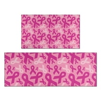 Pink Breast Cancer Kitchen Rugs Sets Of 2,Anti Fatigue Kitchen Mat Rugs Non Slip Washable,Decorative Kitchen Floor Mats for Kitchen,Sink,Laundry,17"x30" 17"x47"
