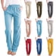 thumbnail image 5 of Pantalones de mujer Pantalones de pierna recta con bolsillos laterales de cintura elástica Abanopi Rosa/3X-grande, 5 of 7