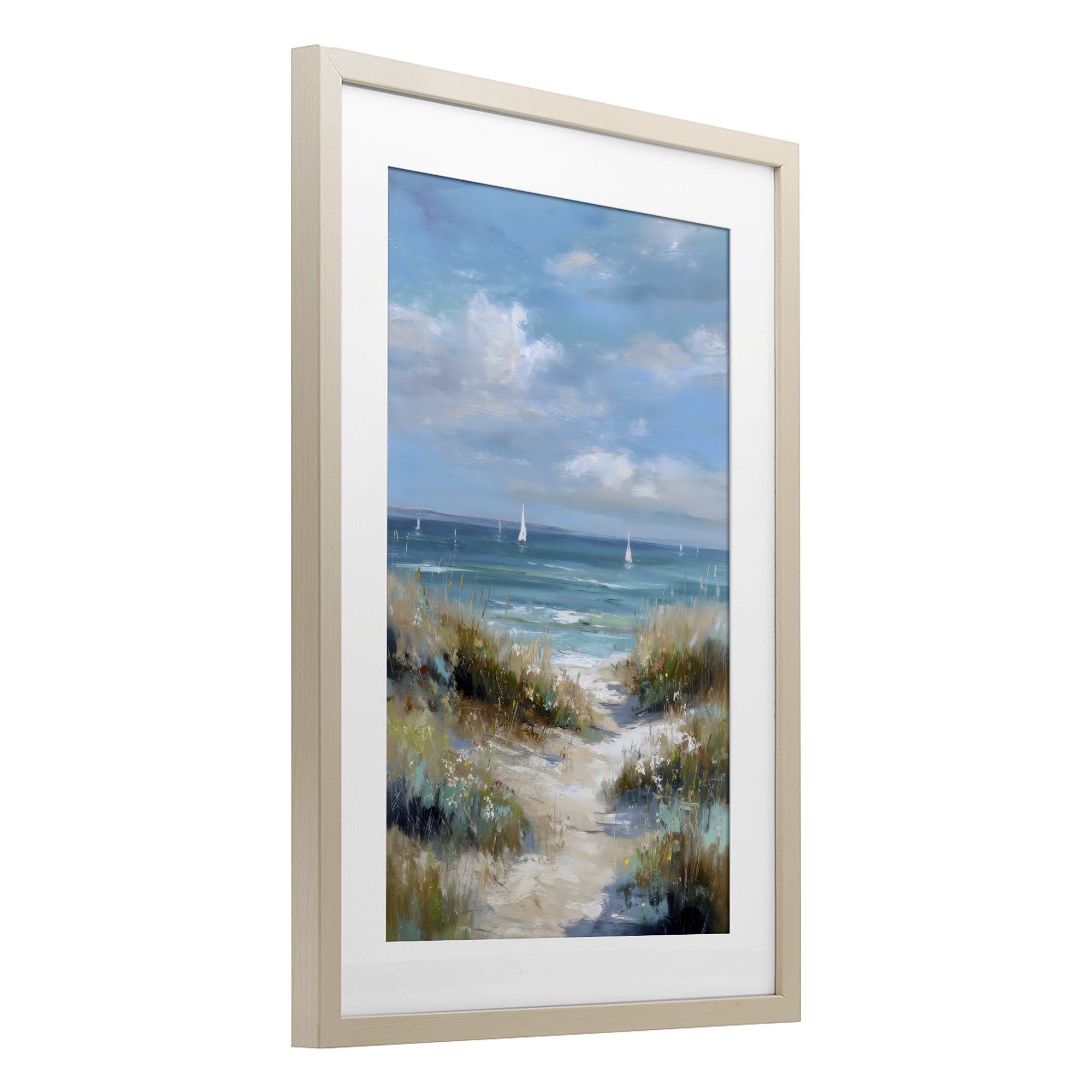 Stupell Industries Sailboat Path Impression Birch Framed Print Under Glass, design by Petal Prints Design