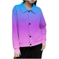thumbnail image 2 of Mceream Women's Ribbed Knit Shacket Button Down Gradient Jackets Long Sleeve Sweater Shirts Fall Winter Trendy Cardigans Plus Size Winter Warm Outwear Chaqueta De Invierno Para Mujer Hot Pink XXL, 2 of 5