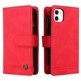 thumbnail image 3 of Case for iPhone 12 Cover Zipper Pocket Wallet Case Magnetic Protective - Red, 3 of 5