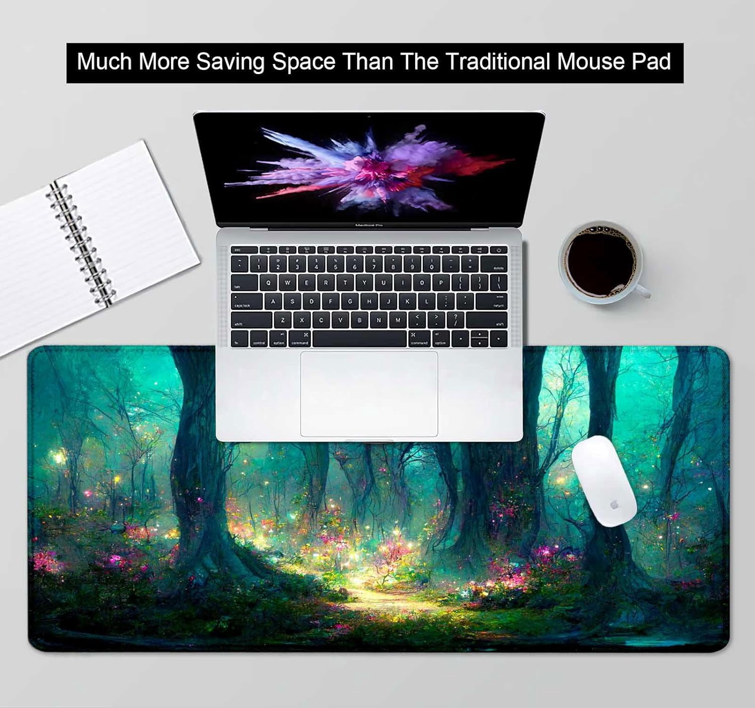 Desk Mat, Mystic Forest XL Mouse Pad, Mood Desk Pad, Keyboard Mat, Big Computer Mousepad, Full Desk Decor Accessory, Gaming Deskpad, Deskmat- 35.4 x 15.7 in