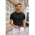 thumbnail image 5 of COOFANDY Mens Knit Polo Shirts Casual Short Sleeve Classic Polo Top Shirts Button Down Business Shirts, 5 of 10
