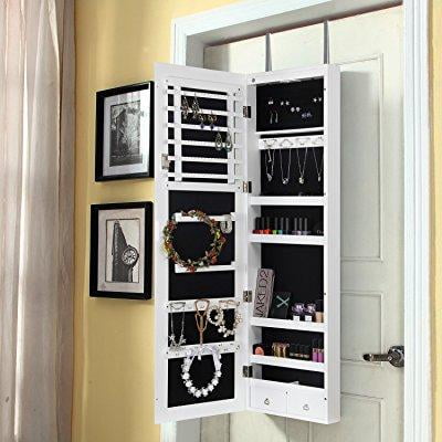 Lifewit Lockable Full Length Mirrored Jewelry Cabinet Wall Door Lifewit Lockable Full Length Mirrored Jewelry Cabinet Wall Door Mounted Bedroom Armoire Makeup Organizer