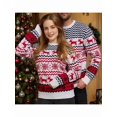 thumbnail image 4 of Couples' Casual Christmas Sweater Raglan Sleeve Crew Neck Knitted Pullover Comfy Warm Fall Tops White (Men) M, 4 of 6