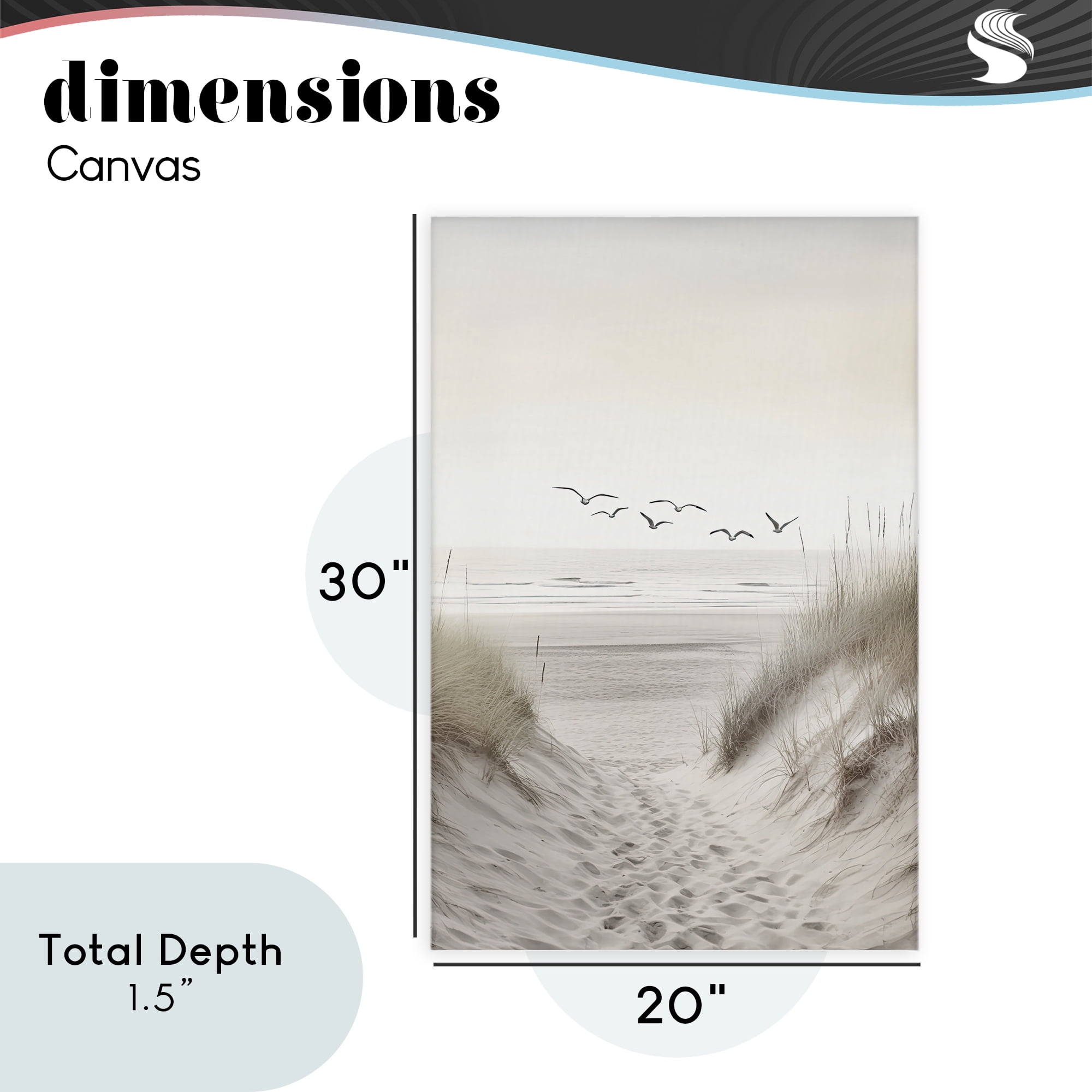 Seagulls over Sandy Footprints Canvas Wall Art, design by Decent Exposures