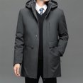 thumbnail image 2 of Chaqueta de invierno informal de moda para hombre 2023, abrigo largo con capucha, parka gruesa acolchada de algodón con cremallera, abrigo de color a la moda, 2 of 4