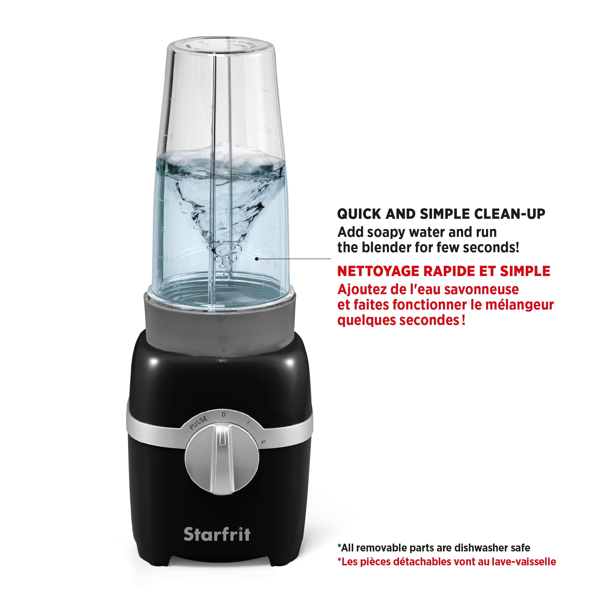 Starfrit Personal Blender - Two 828ml Cups - Two Blades - High, Low & Pulse Modes - 300W - Black, Personal Blender