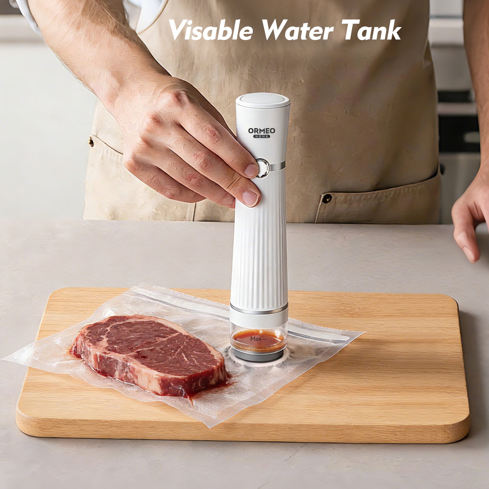 ORMEO HOME Compact Vacuum Sealer for Food, Powerful Handheld Vacuum Sealer Machine, Seal Meal Saver Portable Food Sealer (Vacuum Sealer Machine & 30 Reusable Vacuum Bags)