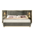 thumbnail image 3 of Christopher Knight Home Luxury Velvet Upholstered King Bed with Headboard, LED Lights, Storage Side Panels, Gray, 3 of 10