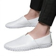 thumbnail image 2 of Xfvqtps Mens Loafers Apron Toe Simplicity Stretch Flexible Slip on Breathable Comfortable Soft Sole Casual Walking Driving Leather Shoes Shoes White, 2 of 6