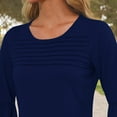 thumbnail image 6 of ALLLIST Summer Womens Tops Crew Neck 3/4 Sleeve Blouse Ruffle Casual Blue Solid Pullover Clothing for Women, 6 of 6