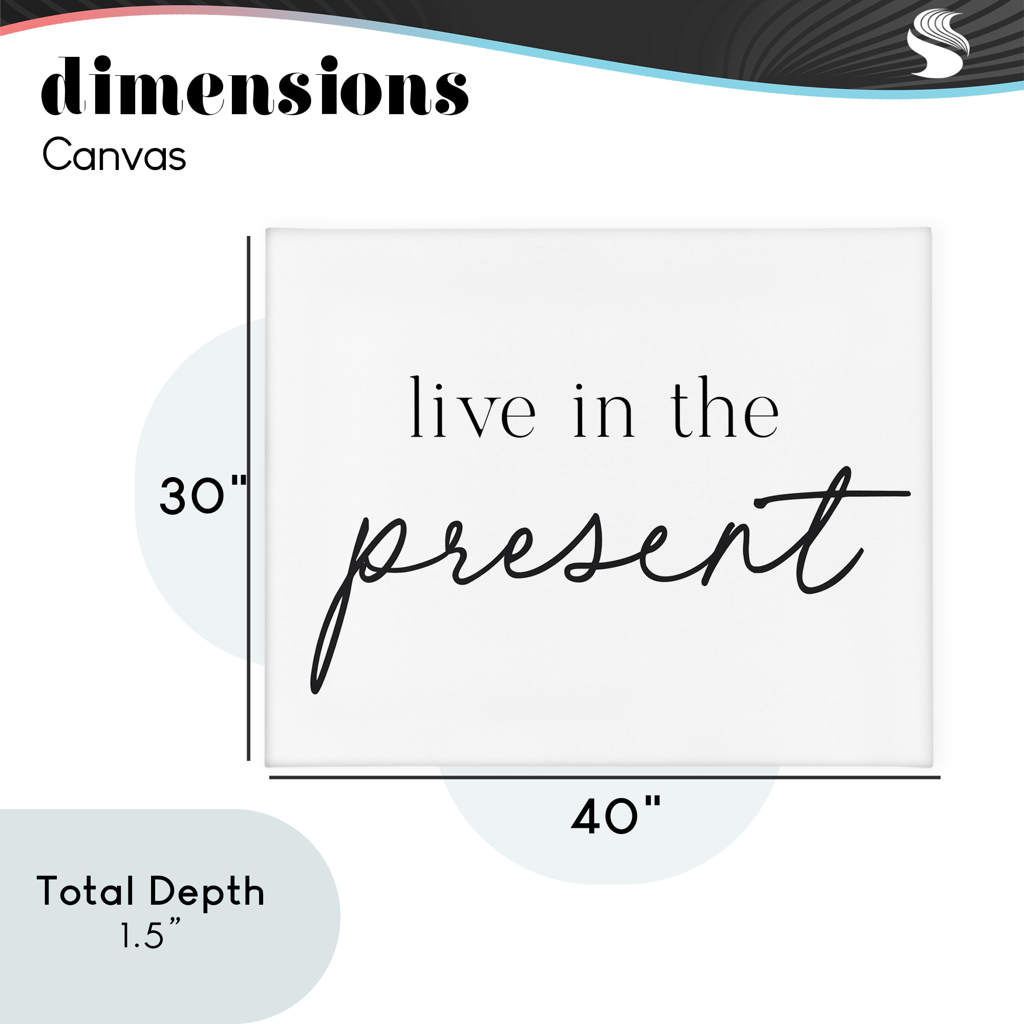 Live In The Present Canvas Wall Art, design by Lettered and Lined
